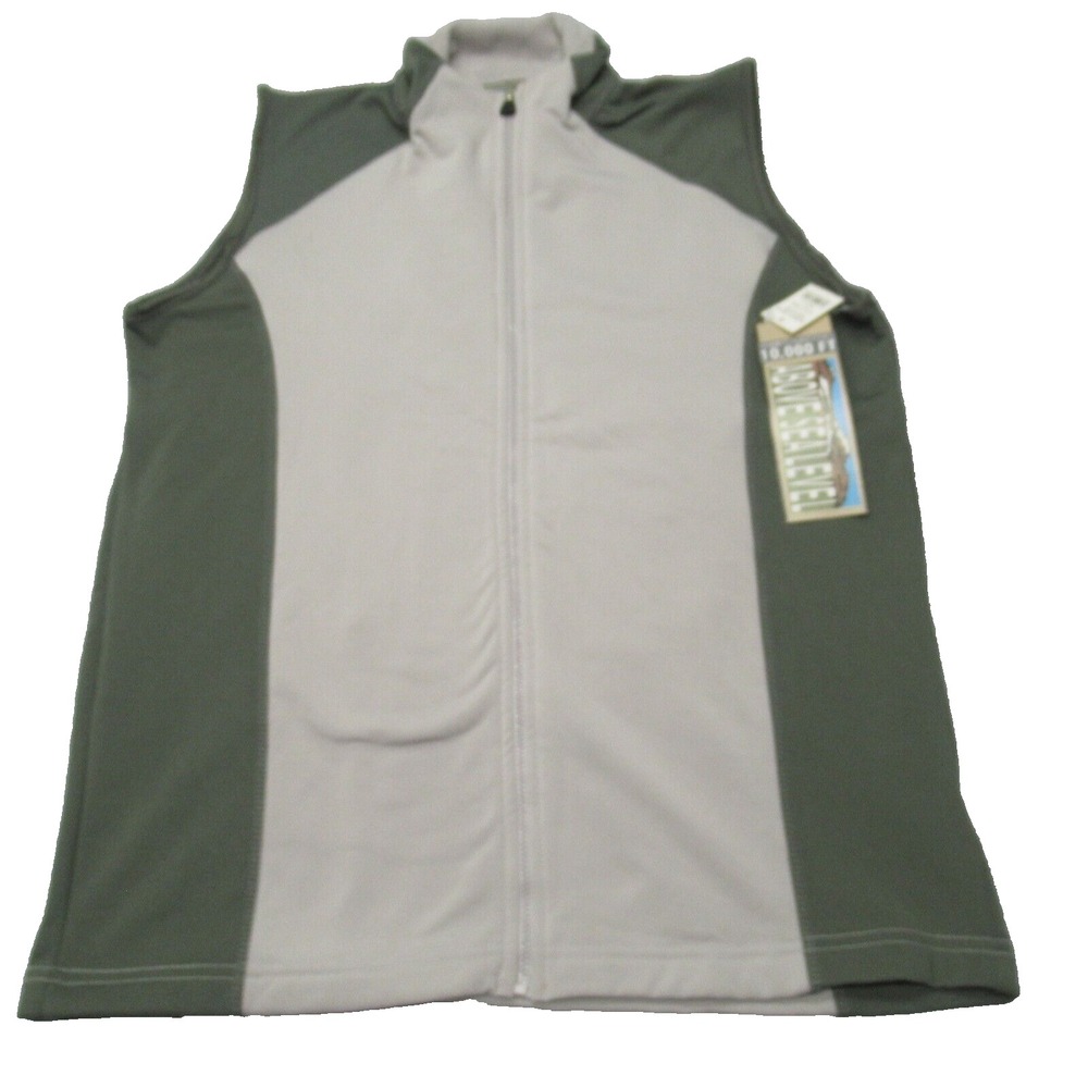 10,000 Ft Above Sea Level Vest Women Large Green Colorblock Full Zip Fleece NEW